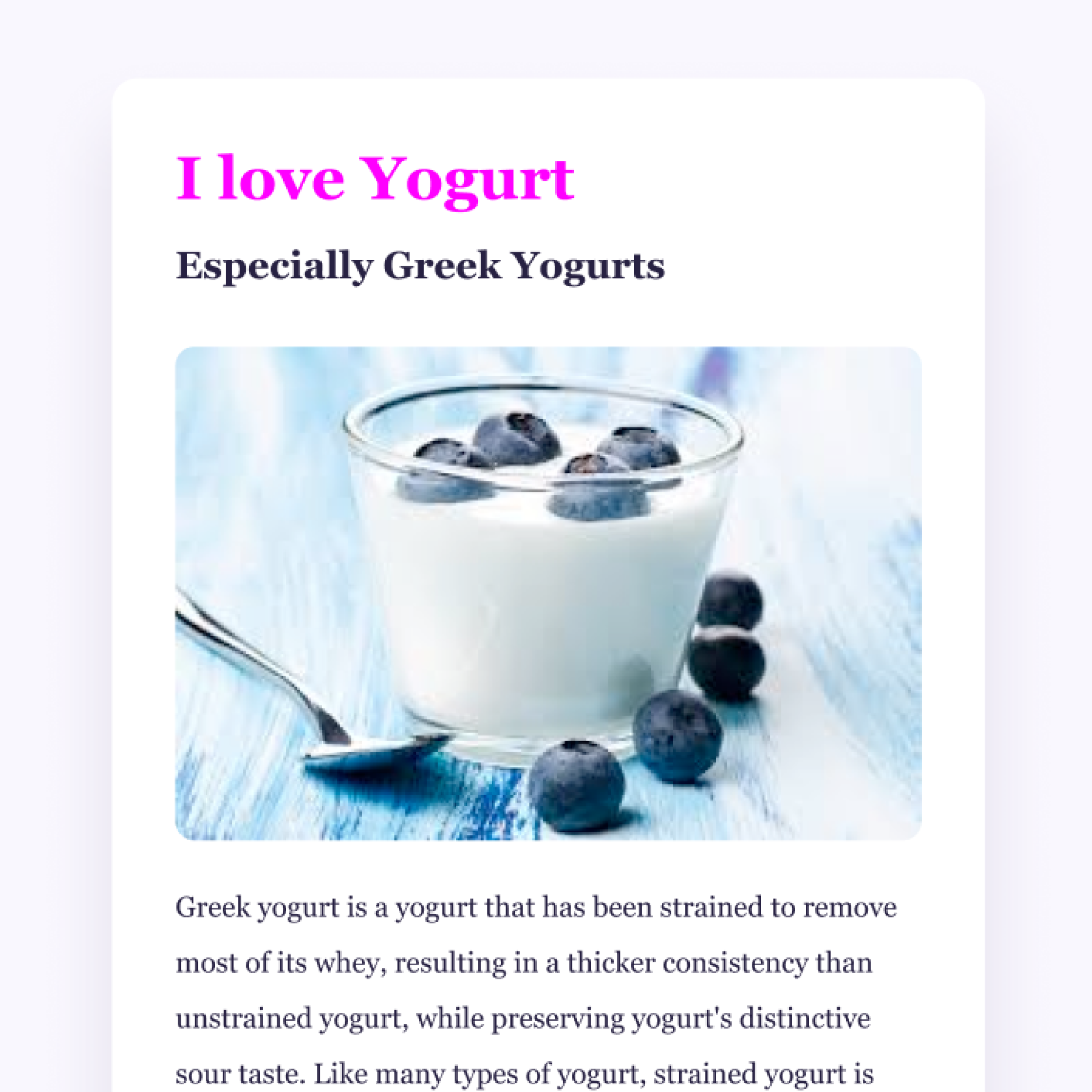 Yogurt Landing Page